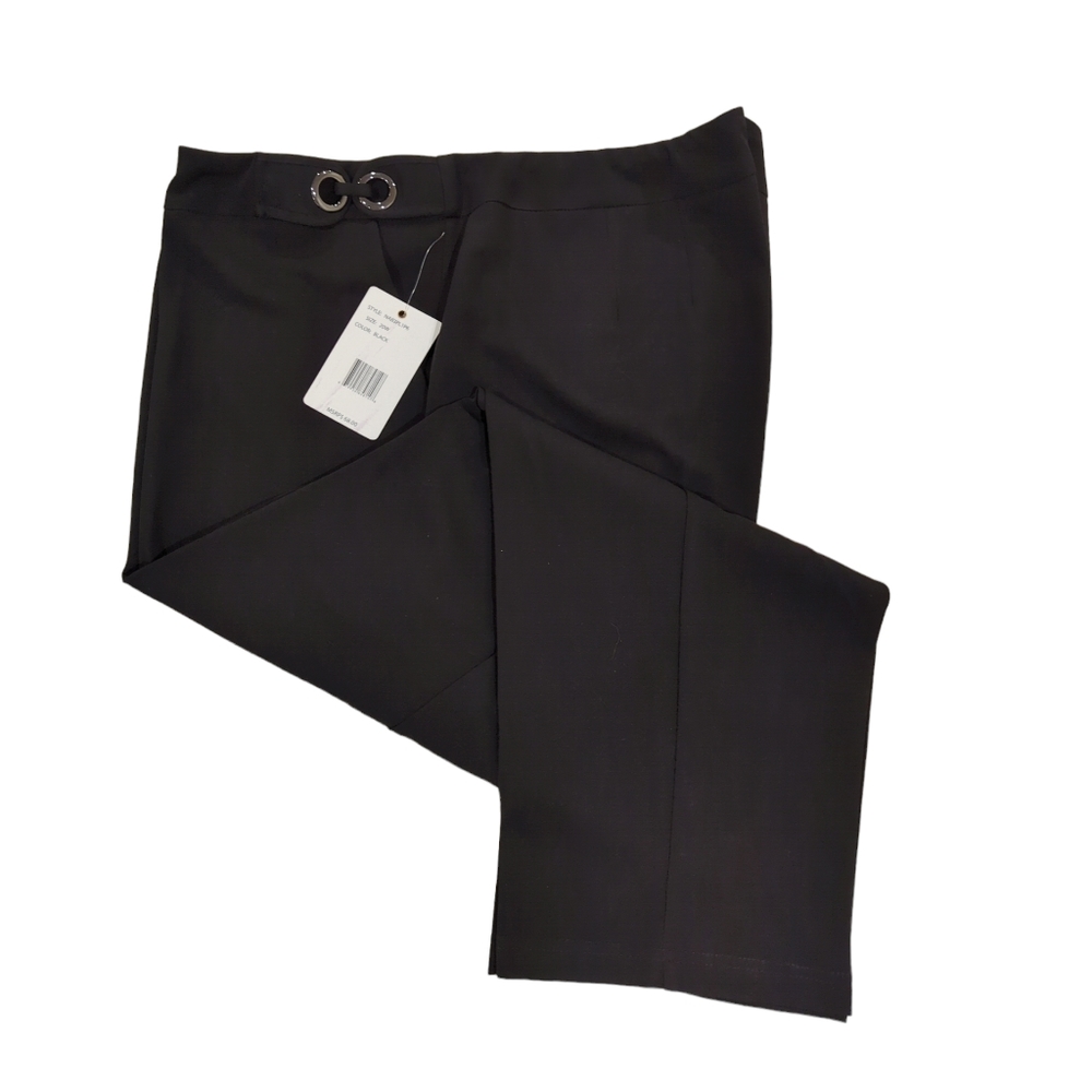 Zac & Rachel Black Dress Pants with Metal Hoop Detail on Waist Plus Size 20W